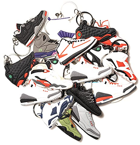 4Hrse - Retro Shoe Rubber Sneaker Keychains Birthday Party Favors Fun Gifts Hype Props Stocking Stuffers Decoration Kids Mystery Goodie Bag Prizes (Random Pack of 10)