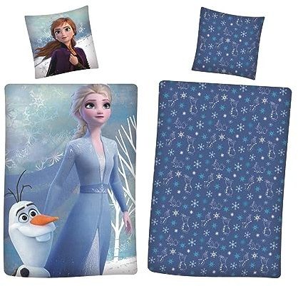 CTI Disney Frozen 2 - Set di biancheria da letto double-face per ragazze con Anna e Elsa
