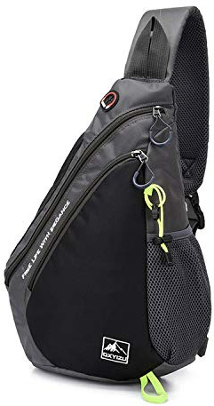 FANDARE Leicht Brusttasche Sling Rucksack Schultertasche Chest Bag Crossbody Umhängetasche Sporttasche Herren Damen Junge Mädchen Reise Crossover Daypack Wandern Bergsteigen Reisen Polyester Schwarz