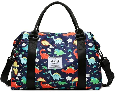 Travel Duffle Bag Weekender Overnight Bag Gym Tote with Dry and Wet Separated Pocket for Women Girls Shoulder Workout Duffel Bag Water Resistant (cute dinosaurs)