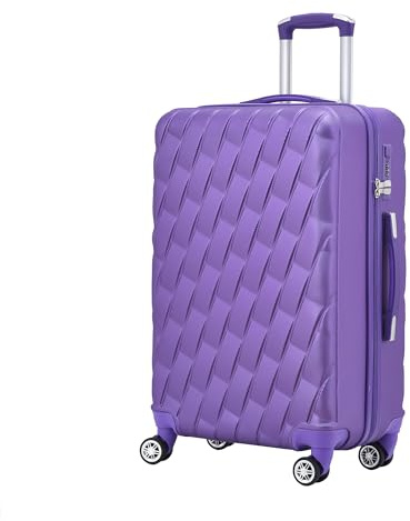 CMY 24 Medium Super Lightweight Hard Shell ABS+PC Travel Hold Check in Luggage Suitcase with 4 Dual Spinner Wheels Trolley Bag 3 Digit Combination Lock Telescopic Handle (Purple, 24)