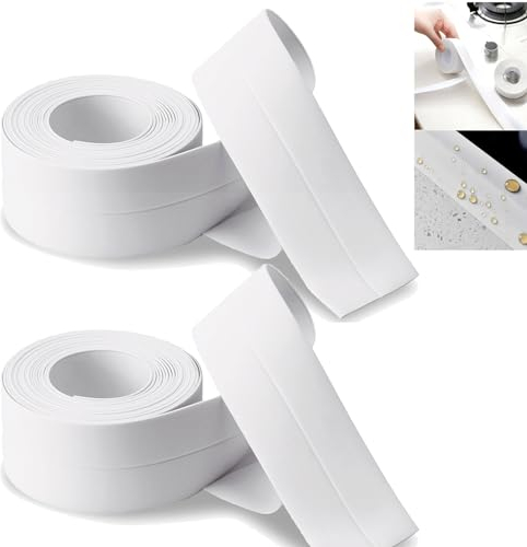 Cinta de Sellado Impermeable de 2 Piezas, Cinta de Sellado para BañEras, ZóCalo Suave Autoadhesivo, para Hoteles, Duchas, Esquinas, Fregaderos de Cocina, Molduras de BañEras (38 mm X 3.2 m)