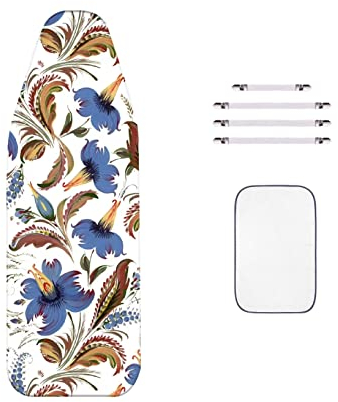 WTAIS Copriasse da Stiro in Cotone, Extra Spesso - Design A 2 Veli, Stampa Viola, Coperture da Stiro Oversize Sostituibile, con Cuscinetto in Rete Isolante E Chiusure di Fissaggio