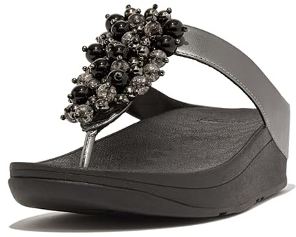 Fitflop Sandales Fino avec perles pour femme, Étain noir, 36 EU