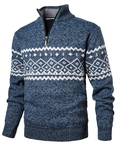 Herothorn Pullover in Pile da Uomo Con Collo Alto e Zip - Felpa in Micropile 1/4 di Zip a Manica Lunga Leggera Lavorata a Maglia - Pullover a Maglia Grossa Ispessita