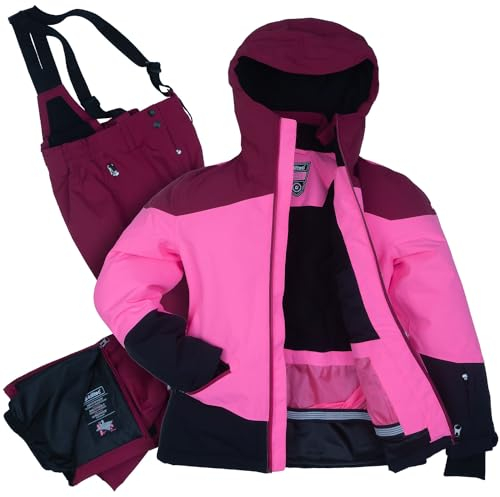 Killtec Mädchen Skianzug Größe 164 wasserdicht 10.000 mm Wassersäule - Skijacke Himbeere Dark Berry, Skihose Dark Berry