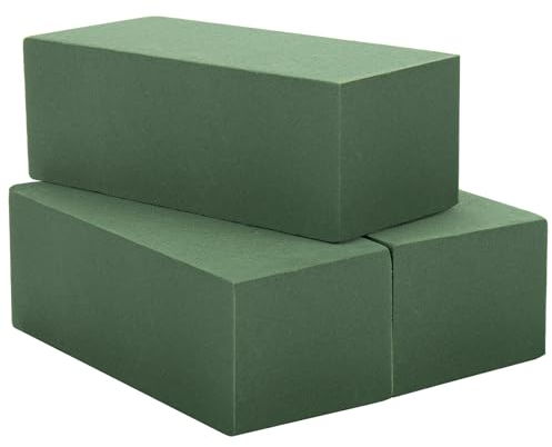 Taope Schiuma Floreale per Fiori Artificiali e Freschi, Mattoncini Rotondi di Schiuma Umida e Secca per Presentazioni Floreali, Matrimoni e Allestimenti per Feste (Quadrato (20 * 9 * 6cm)-3pz)