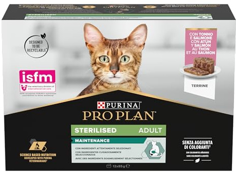 PURINA PRO PLAN Cibo Umido per Gatti Adulti Sterilizzati, 12 Lattine da 85g