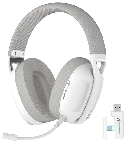 ATTACK SHARK L80 Casque de Jeu sans Fil Ultra Léger, BT 5.3, 2.4G, Filaire 3.5mm, 50H, Haut-Parleurs Pro-G de 40 mm, Casque de Jeu avec Microphone à Réduction de Bruit, pour PC, Mac et Mobile -Blanc