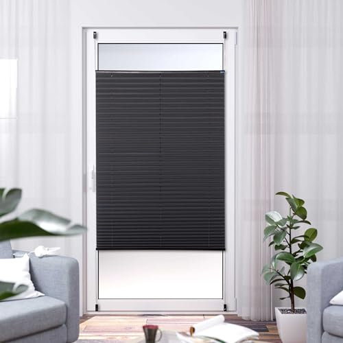 Plissee Thermo ELSA von K-home 30 x 130, Schwarz/Silberne Rückseite
