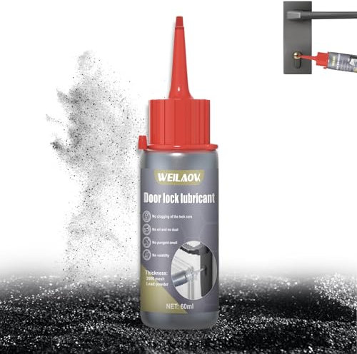 WEILAOK Grafite in Polvere, Grafite, Lubrificante per Serrature, Lubrificante per Lubrificare Serrature di Porte, Cerniere di Finestre, Binari di Porte e Finestre, Ecc, 60 ML