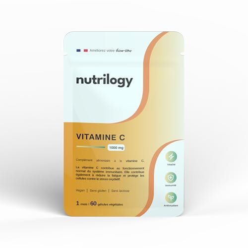 Vitamine C 1000 mg | Immunité, Énergie & Antioxydant Puissant | Biodisponibilité & Absorption | Acide Ascorbique 1 Mois - 60 Gélules | Vegan, Sans Gluten & Fabriqué en France | NUTRILOGY
