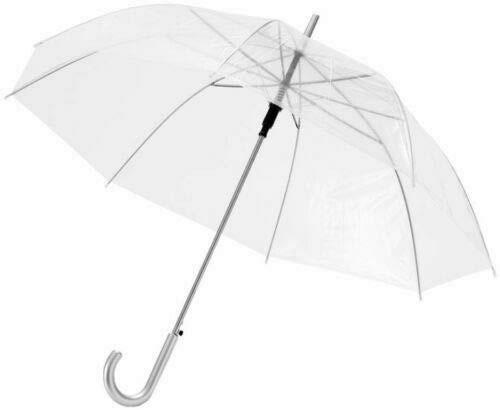 Ombrello da Sposa Trasparente Elegante con Manico Bianco – Apertura Automatica – Design Classico a Cupola per Matrimonio, Servizi Fotografici, Damigella, Cerimonia, Wedding Umbrella Donna PVC 90 cm