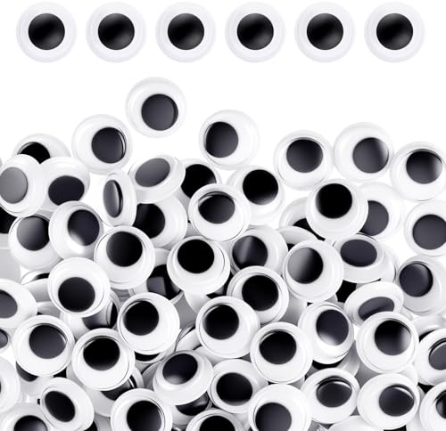 300 st 12 mm fluffiga ögon för hantverk självhäftande 1,2 cm Googley ögon vita runda ögon klistermärken för skola gör-det-själv hantverksprojekt, halloween jul gör-det-själv hantverk dekorationer