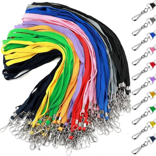 HORREX 30 Stück Schlüsselband zum Umhängen, 10 Farben Schlüsselbänder, 45 cm Bunt Lanyard mit Drehbarem Karabinerverschluss, Umhängeband für ID-Karte, Ausweishalter, Schlüssel, Trillerpfeifen