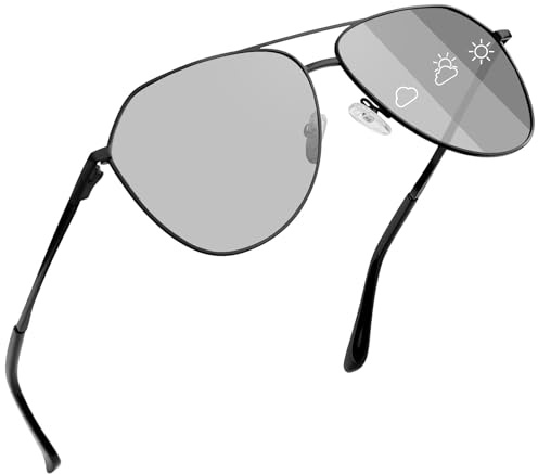 Joopin Fotocromáticas Gafas de Sol Hombre y Mujer Grandes Polarizadas Protección UV400 Montura Metálica