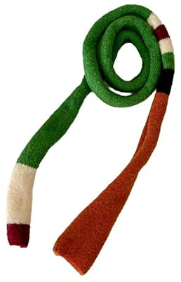 Kashmirscarf， Stickad ullhalsduk for kvinnor flerfärgad 160 cm x 10(Green Orange)