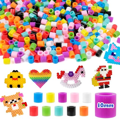 Perle a Repasser 10mm, 1500 Pièces Grosse Perles a Repasser XL pour Enfants à Partir de 3 Ans, 10 Couleurs, pour Anniversaire, Noël Loisir Creatif Enfant Cadeau