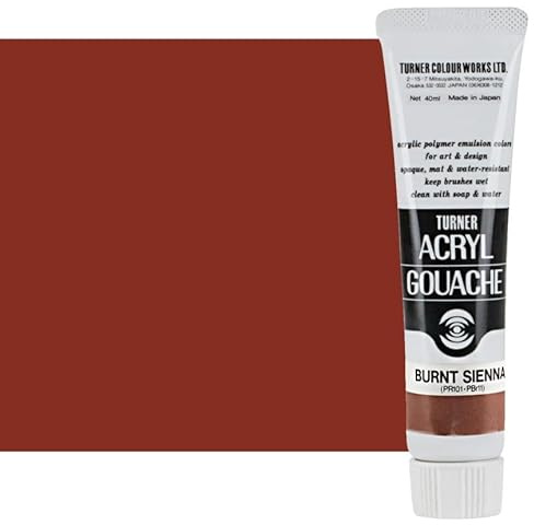 Turner Colour Works Acryl Gouache Artist Acrylic Paint - Single 40 ml Tube - Burnt Sienna