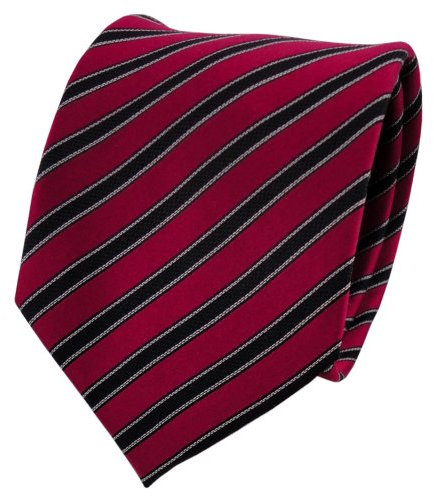 TigerTie Designer Seidenkrawatte in rot signalrot schwarz grau gestreift