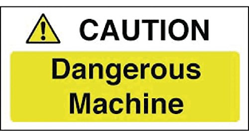 Vogue Caution Dangerous Machine Sign - 200x100mm 4x8 (Self-Adhesive)