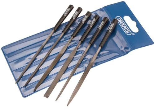 Lot de 6 limes aiguilles Draper 4883/6D, bleues, 140 mm