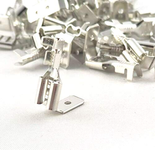 25 stück Kabelschuhe 6,3mm mit Abzweigung Flachstecker Quetschverbinder 120°C Crimp Stecker Anlage Boot Bastler Auto aus Messing 6,3 mm mit Abzweig Verteiler