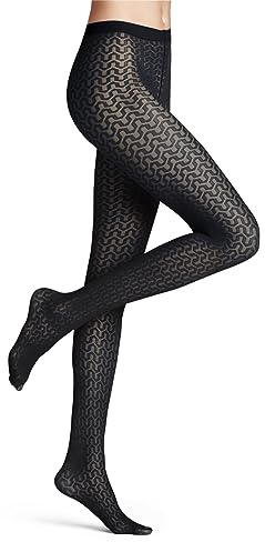 FALKE Cryptogram 30 DEN W TI trasparenti velati fantasia 1 pezzo, Collant Donna, Blu (Marine 6179), S