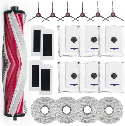 BUXEBUX Replacement Parts, for Yeedi M12 PRO+ Robot Vacuum Accessories Kit, Cleaner Inclue 1 V-shaped Brush, 6 Side Brushes, 6 Dust Bags, 4 Hepa Filters, 4 Mop Pads