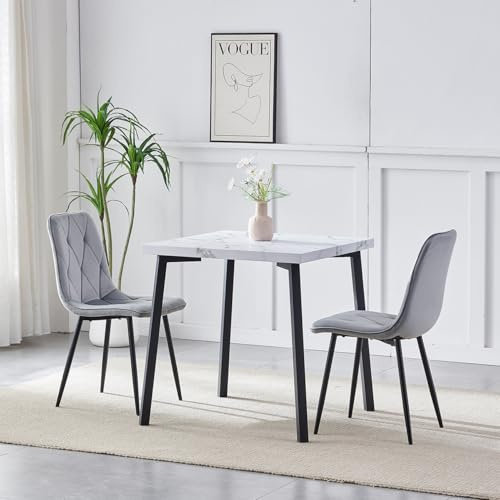 Redd Royal 75cm Square Wood Dining Table and Chairs Set of 2 for Small Compact Kitchen Diner