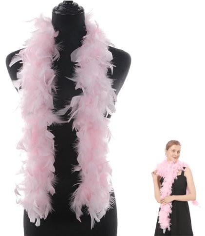 QEXUJOW Boas de déguisement pour enfants,Écharpe en plumes roses de 2 m, écharpe en plumes, en moelleuses pour danse, mariage, Noël, Halloween, carnaval, accessoires de costume