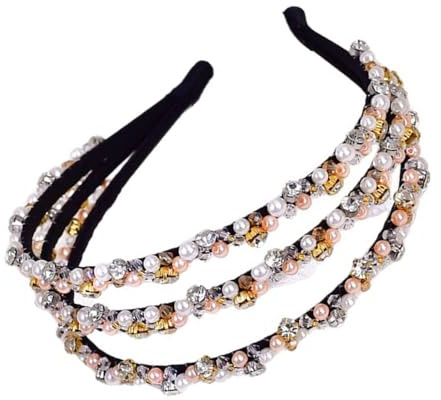 Serre-tête élégant avec perles d'imitation ornement - Accessoire de cheveux pour bal de fin d'année et usage quotidien - Pour femme