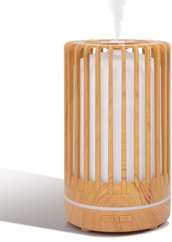 Romon Humidificador, 200ml Diseño de Apariencia de Madera, 7 Colores LED y Función de Apagado Automático, para Hogar y Oficina