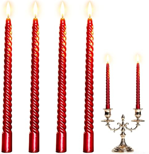 4 PCS Red Tapered Candles,10 Inch Red Candles