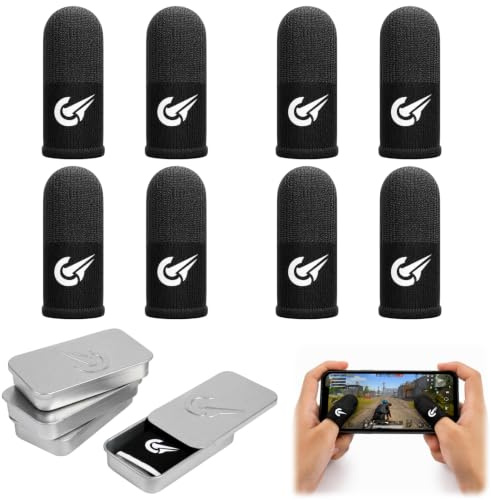8 Pièces Finger Sleeves Gaming, Manchons de Doigt avec Fibres Argentées, Protège Doigt Écran Tactile Anti-Transpiration Respirant, Accessoire Gaming pour Smartphone et Tablette