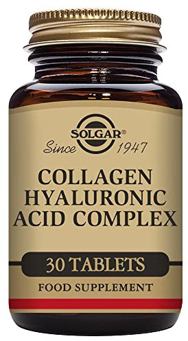 SOLGAR Ácido Hialurónico Complex con Colágeno y Vitamina C– Prevención del envejecimiento – Cuidado de la piel – Reparación de la piel apagada y deshidratada – 30 Comprimidos
