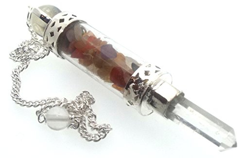 Chakra Gemstone Glass Vial Wand Pendulum