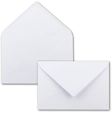 50x Umschläge DIN B6 - weiß - Spitze Klappe - 180 x 125 mm - 120 g/m² - Nassklebung ohne Fenster