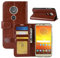 HualuBro Coque Moto E5, Retro Étui en Cuir PU Leather Wallet Portefeuille Housse Flip Case Cover avec Cartes Slots pour Motorola Moto E5 Smartphone - Marron