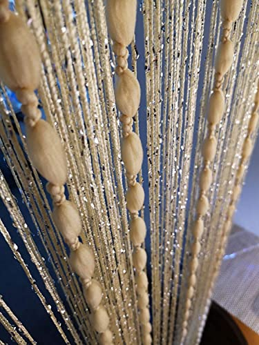 HYSENM Fadenvorhang Türvorhang Fäden 100 x 200cm Fadengardine für Türen, Wohnzimmer, als Raumteiler oder Dekoration