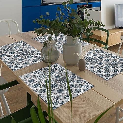 CREARREDA Platzset 4 Stück aus abwaschbarem Tischset Made in Italy 48x33 cm Tischsets abwaschbar PVC Tischsets für Frühstück und Snacks Schmutzabweisend, rutschfest und feuerfest Platzdeckchen