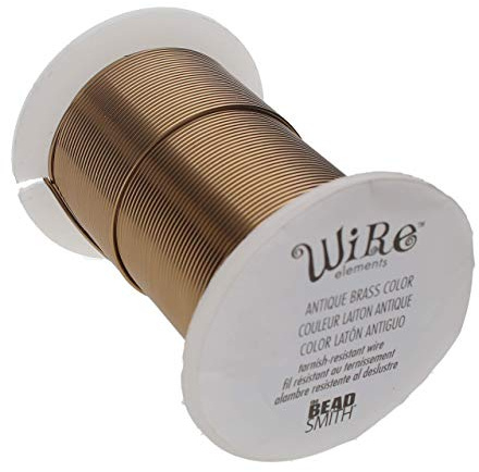 The Beadsmith Wire Elements 18-Gauge Lacquered Tarnish-Resistant Copper Wire for Jewelry Making, 10 Yard, 9.14 Meter Spool (Antique Brass Color)