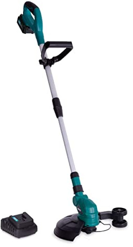 VONROC 20V Grästrimmer – Trådlös, Batteridriven, Ergonomisk med 250mm Skärdiameter och 8m Dubbel Spole, Justerbart Teleskophandtag