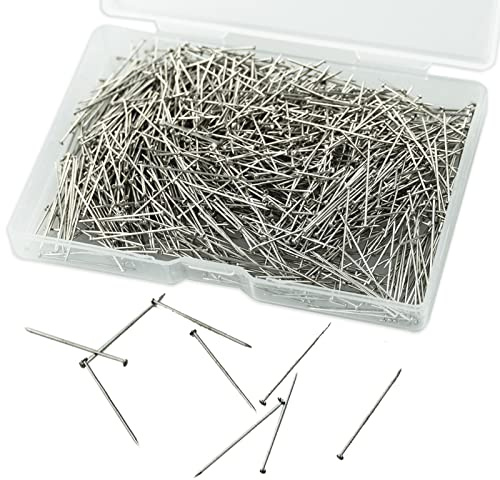 LAMXD 1100 stycken 2,5 cm raka synålar för klädmakare smyckestillverkning, satin tunna huvudstift för sömnad och hantverk