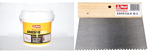 RAYT-C-1278-A UKO - 278-24 Adhesivo sin disolvente listo al uso en bote. Pegado cerámica, placas acústicas - 6 kg & Espátula dentada B-3-1691 Para aplicación de adhesivos