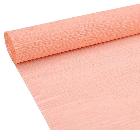 Rollo de papel crepé de alta calidad de 70 g para hacer flores, hojas de papel crepé blanco, verde y rosa, 10 pulgadas de ancho, 8 pies de longitud (champán)