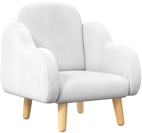 ZONEKIZ Sillón para Niños Sillón Infantil Diseño de Nube con Tacto Súper Suave y 4 Patas para Niños de 18-36 Meses Carga 40 kg 46x51x55 cm Blanco