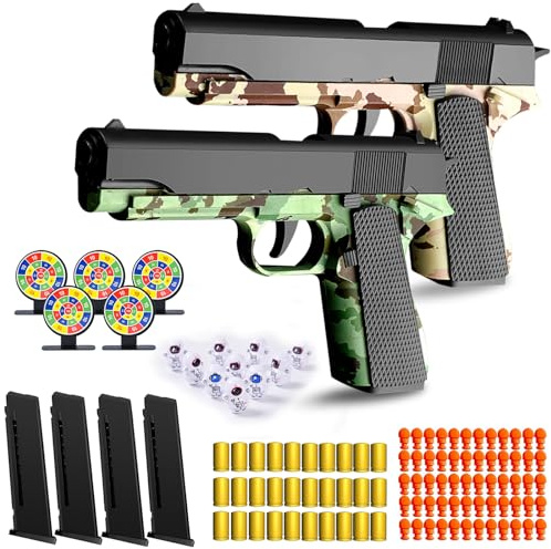 SZJYMY 2 pcs Pistolet Pistolet Doux, Pistolet Jouet Cool Pistolet Mousse de Mousse avec Coquille éjection de Mousse Jouet Blaster tirs de Tournage modèle éducatif