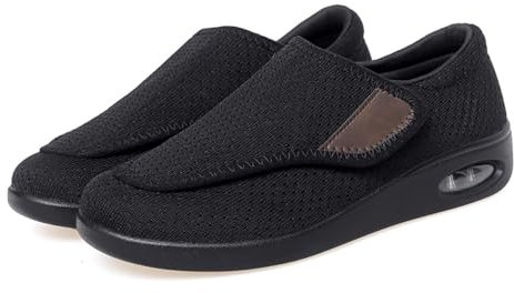 MONDEX Diabetiker Schuhe Damen Extra Weit Bequemer Verbandschuhe Polyneuropathie Schuhe Orthopädische Gesundheitsschuhe Senioren Schuhe mit Klettverschluss,Schwarz,41