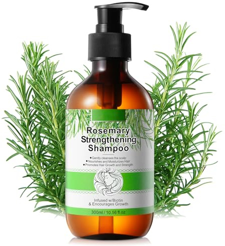 Rosmarin Shampoo 300ml für Haarwachstum und Gegen Haarausfall mit Biotin, Rosemary Oil Mint Reparierendes Kopfhaut Shampoo für Frauen und Männer